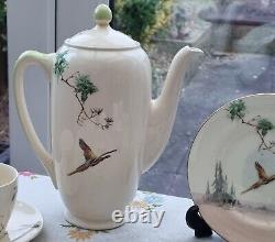 Ensemble à café Royal Doulton The Coppice vintage antique Pot à café Pichet à lait Faisan 1942