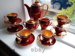 Ensemble à café Vintage Carltonware 15 pièces Rouge Royale