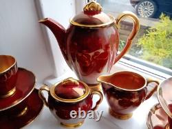 Ensemble à café Vintage Carltonware 15 pièces Rouge Royale
