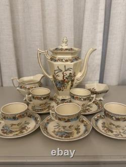 Ensemble à café Vintage Coronet Ware Parrott & Co Angleterre 5 tasses Pagode Chinoiserie