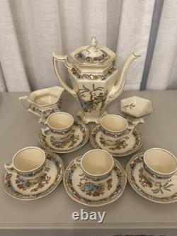 Ensemble à café Vintage Coronet Ware Parrott & Co Angleterre 5 tasses Pagode Chinoiserie
