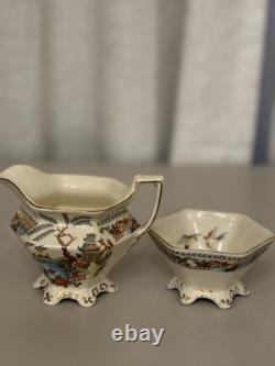 Ensemble à café Vintage Coronet Ware Parrott & Co Angleterre 5 tasses Pagode Chinoiserie