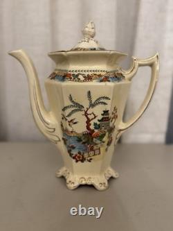Ensemble à café Vintage Coronet Ware Parrott & Co Angleterre 5 tasses Pagode Chinoiserie