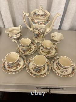 Ensemble à café Vintage Coronet Ware Parrott & Co Angleterre 5 tasses Pagode Chinoiserie