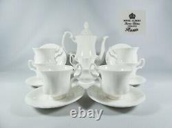 Ensemble à café Vintage Royal Albert Reverie 15 pièces Pot Tasse Soucoupe Duo Porcelaine Blanche en Os