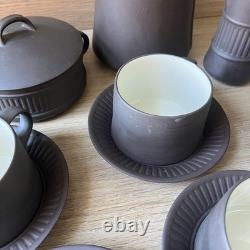 Ensemble à café en chocolat flûté en flamestone brun foncé Vintage Dansk Danemark