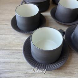 Ensemble à café en chocolat flûté en flamestone brun foncé Vintage Dansk Danemark
