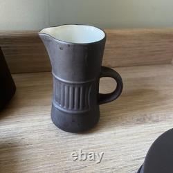 Ensemble à café en chocolat flûté en flamestone brun foncé Vintage Dansk Danemark