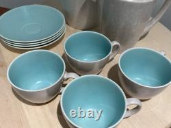 Ensemble à café en faïence Poole vintage bicolore des années 1950-1960