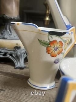 Ensemble à café en faïence vintage Soho Solian Ware, art déco, fleurs peintes à la main