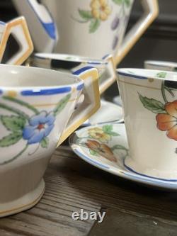 Ensemble à café en faïence vintage Soho Solian Ware, art déco, fleurs peintes à la main