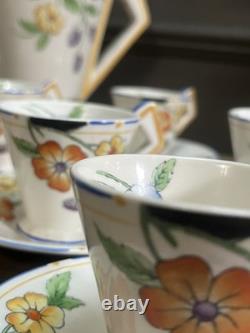 Ensemble à café en faïence vintage Soho Solian Ware, art déco, fleurs peintes à la main