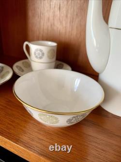 Ensemble à café en porcelaine ancienne Spode gothique vert et or avec crémier et sucrier