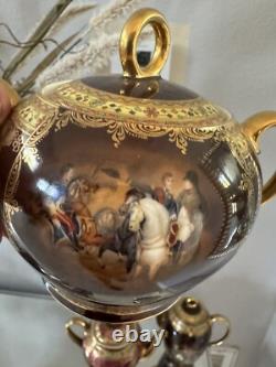 Ensemble à café en porcelaine fine de Carlsbad vintage 1930 Tchécoslovaquie scènes de NAPOLÉON