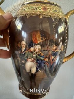 Ensemble à café en porcelaine fine de Carlsbad vintage 1930 Tchécoslovaquie scènes de NAPOLÉON