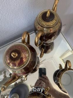 Ensemble à café en porcelaine fine de Carlsbad vintage 1930 Tchécoslovaquie scènes de NAPOLÉON