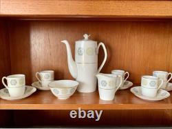 Ensemble à café en porcelaine fine vintage Spode gothique vert et or avec crémier et sucrier