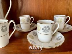 Ensemble à café en porcelaine fine vintage Spode gothique vert et or avec crémier et sucrier