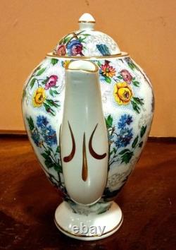 Ensemble à café espresso en motif floral et oiseaux d'Arklow Grimwades vintage.