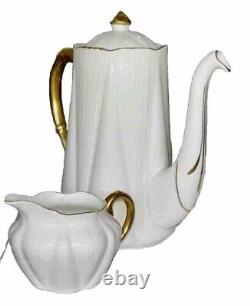 Ensemble à café régence en porcelaine fine Shelley avec bordure en or blanc, délicat et vintage