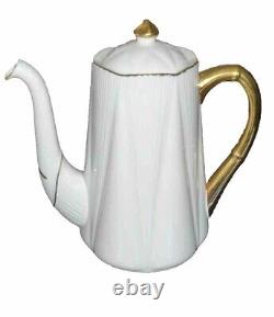 Ensemble à café régence en porcelaine fine Shelley avec bordure en or blanc, délicat et vintage