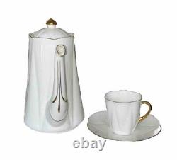 Ensemble à café régence en porcelaine fine Shelley avec bordure en or blanc, délicat et vintage