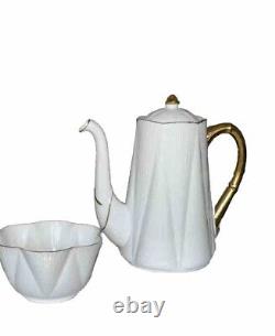 Ensemble à café régence en porcelaine fine Shelley avec bordure en or blanc, délicat et vintage