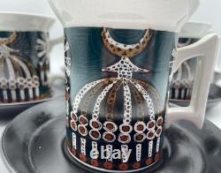 Ensemble à café vintage Portmeirion Pottery Magic City par Susan Williams-Ellis pour 6 personnes