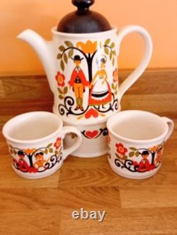 Ensemble à café vintage Sadler - Angleterre - Cafetière - Lait - Sucre - 4 Tasses