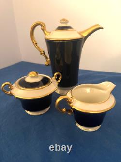 Ensemble à café vintage Syracuse Queen Anne en cobalt et ivoire SANS DÉFAUTS