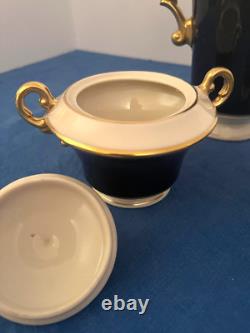 Ensemble à café vintage Syracuse Queen Anne en cobalt et ivoire SANS DÉFAUTS