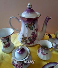 Ensemble à café vintage russe ukrainien ? Beau design lilas violet