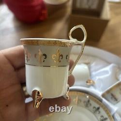 Ensemble à thé / café en porcelaine fine de design italien avec étui vintage