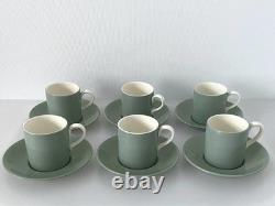 Ensemble à thé/expresso vintage Wedgwood Barlaston d'Etruria vert et crème des années 1950