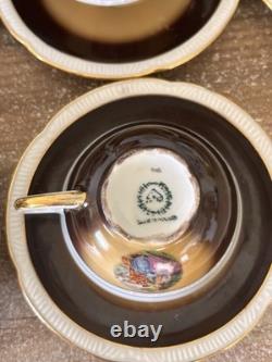 Ensemble complet de café/démitasse vintage Chodziez : théière, crémier, sucre, 6 tasses et sous-tasses.