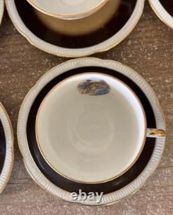 Ensemble complet de café/démitasse vintage Chodziez : théière, crémier, sucre, 6 tasses et sous-tasses.