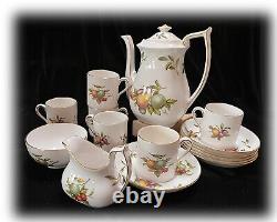Ensemble complet de six tasses à café, soucoupes, crémier et sucrier Vtg Spode Blenheim Y 7695