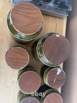 Ensemble de 12 boîtes de rangement vintage Hornsea Heirloom vertes pour thé, café et sucre