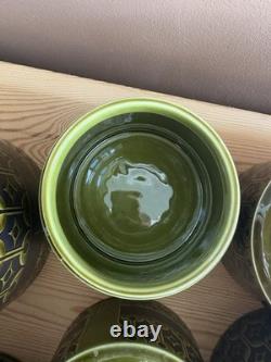 Ensemble de 12 boîtes de rangement vintage Hornsea Heirloom vertes pour thé, café et sucre