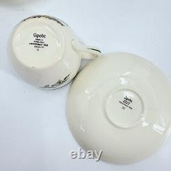 Ensemble de 12 tasses à café et soucoupes en porcelaine Spode Vintage avec motif de sapin de Noël, bord vert, Angleterre