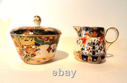 Ensemble de 2 tasses à café, sucre et lait en Imari, antique Copeland Spode D7911