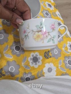 Ensemble de 2 tasses à thé et à café en porcelaine florale vintage L'Hirondelle France