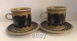 Ensemble de 2 tasses et soucoupes de thé/café vintage ARABIA DE FINLANDE Otso Ulla Procope