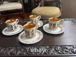 Ensemble de 4 soucoupes de tasses à café Vintage R. Capodimonte avec chérubin et dragon