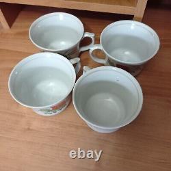 Ensemble de 4 tasses en porcelaine vintage pour café et thé, décor de cuisine soviétique