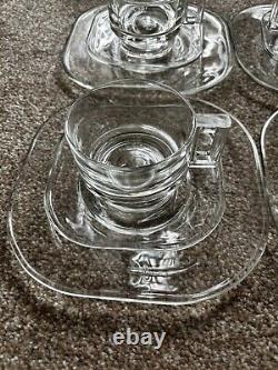 Ensemble de 4 tasses, soucoupes et assiettes en verre vintage Joe Colombo Arno Italie Designer