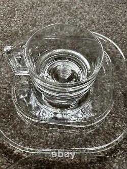 Ensemble de 4 tasses, soucoupes et assiettes en verre vintage Joe Colombo Arno Italie Designer