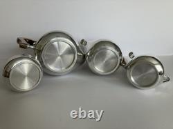 Ensemble de 5 pièces en Picquot Ware vintage : thé, café, plateau + lait et sucre fabriqué en Angleterre