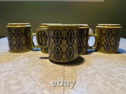 Ensemble de 5 tasses à café vintage vert rétro Hornsea, fabriquées en Angleterre