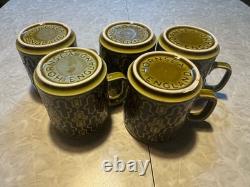 Ensemble de 5 tasses à café vintage vert rétro Hornsea, fabriquées en Angleterre